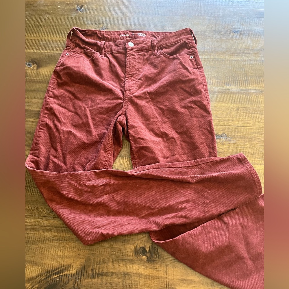 Old Navy Burgundy Corduroy Rockstar Pants size 8 Tall nwot
